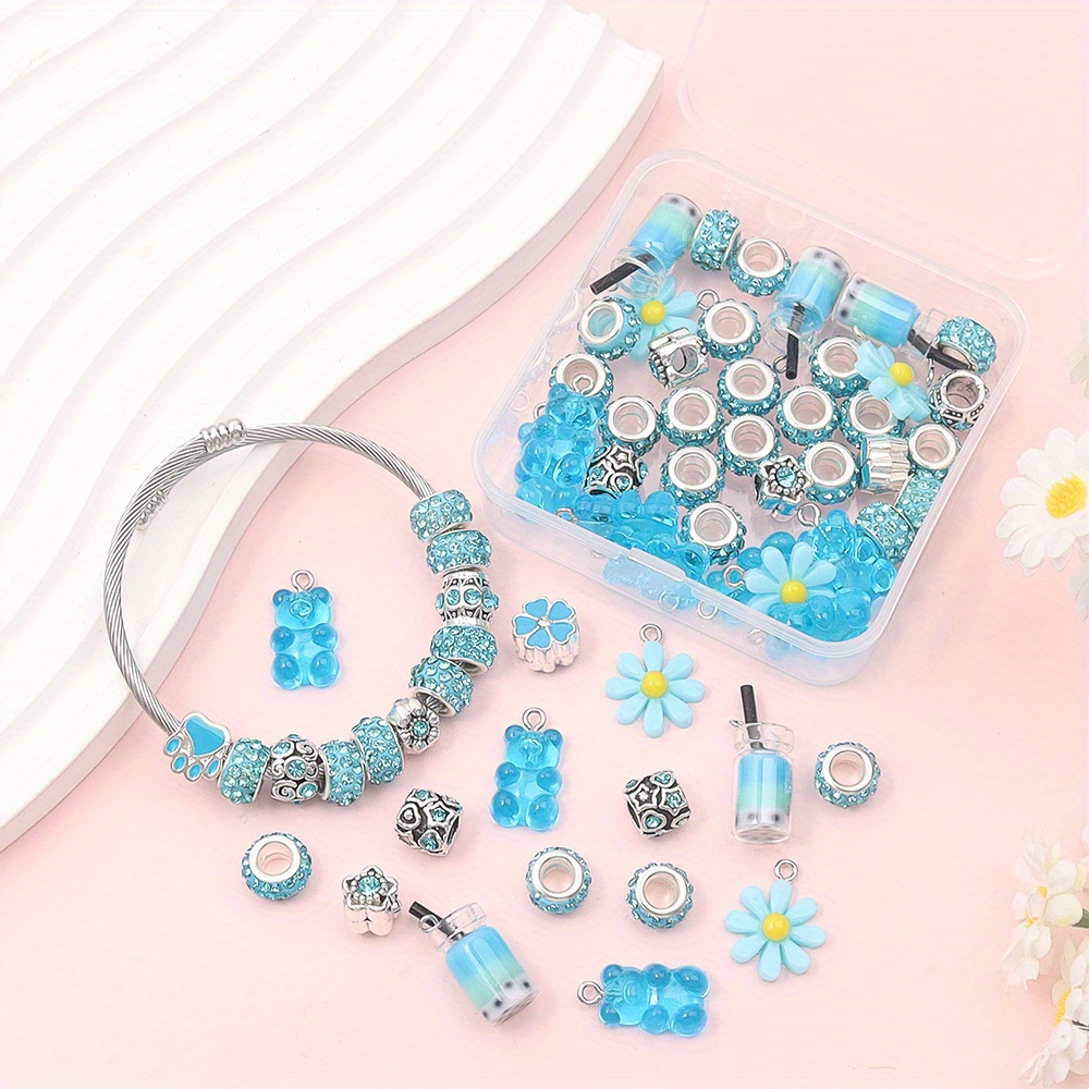 Resin Art Beach Theme - 62pcs Mixed Color European Large Hole