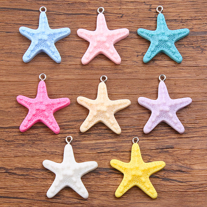 Resin Art Bracelet - 10Pcs Dopamine Color Starfish Resin Charms