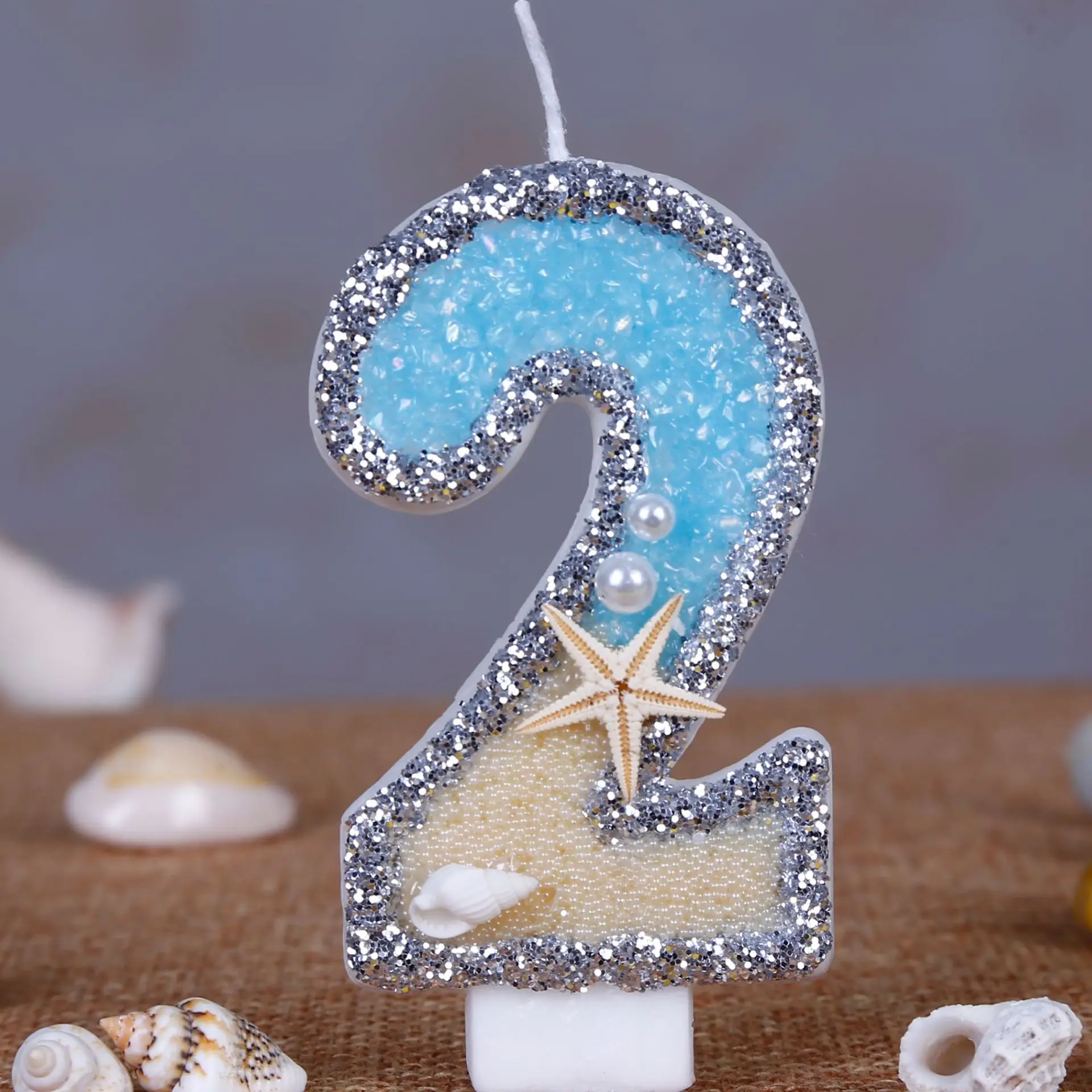 Resin Art Beach Theme - 0-9 Number Glitter Candles Summer Beach