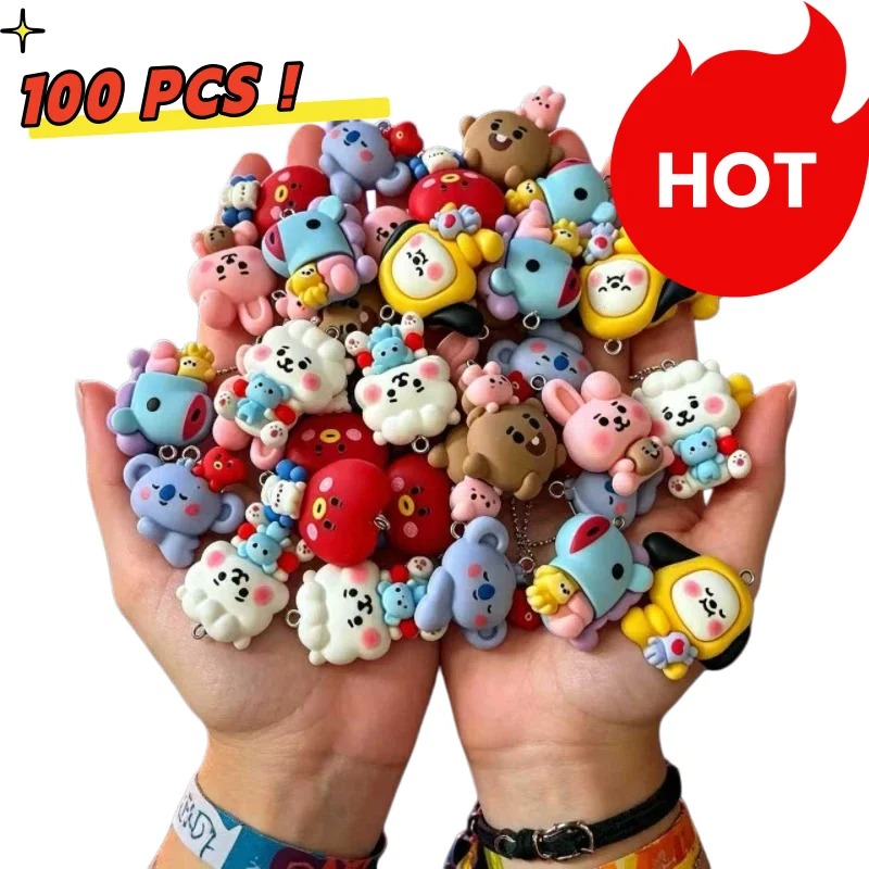 Resin Art Bracelet - 7pcs BT21 Resin Cartoon Charm DIY