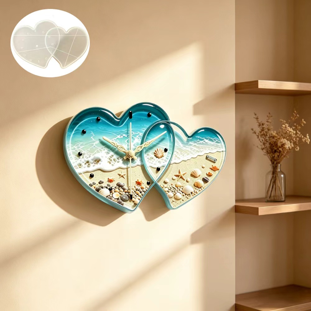 Resin Art Heart - Love connected heart shape clock resin