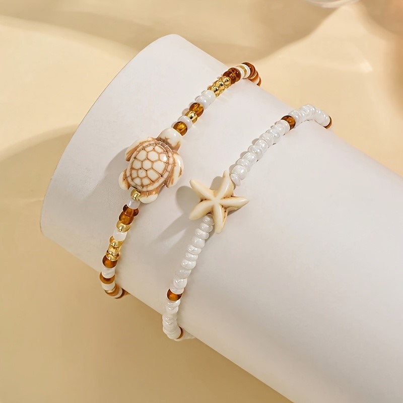 2pcs Brown Starfish And Turtle - đánh giá và giá Resin Art Beach Theme