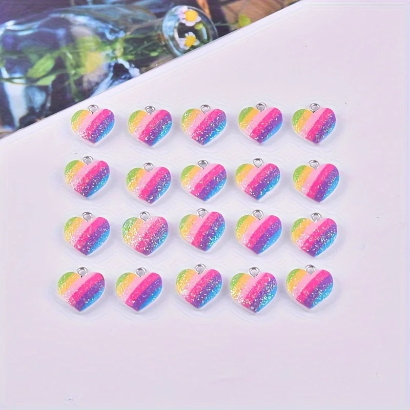 10Pcs Colorful Heart Resin Cha - đánh giá và giá Resin Art Heart