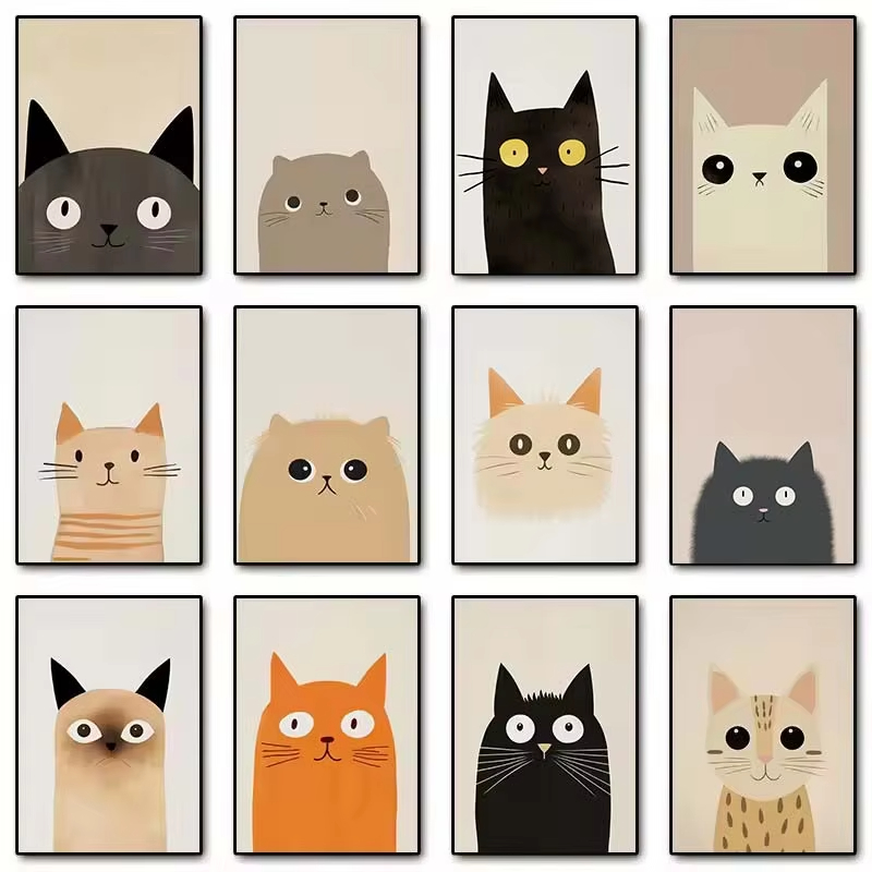 Minimalist Cute Cat Art Poster - đánh giá và giá Resin Art For Kids