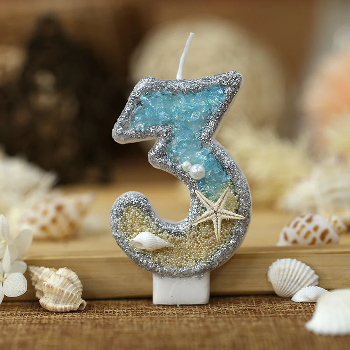 0-9 Number Glitter Candles Sum - đánh giá và giá Resin Art Beach Theme