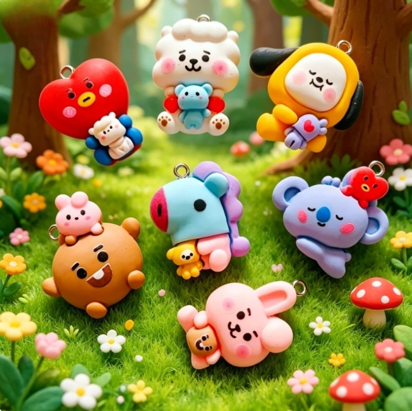 7pcs BT21 Resin Cartoon Charm  - đánh giá và giá Resin Art Bracelet