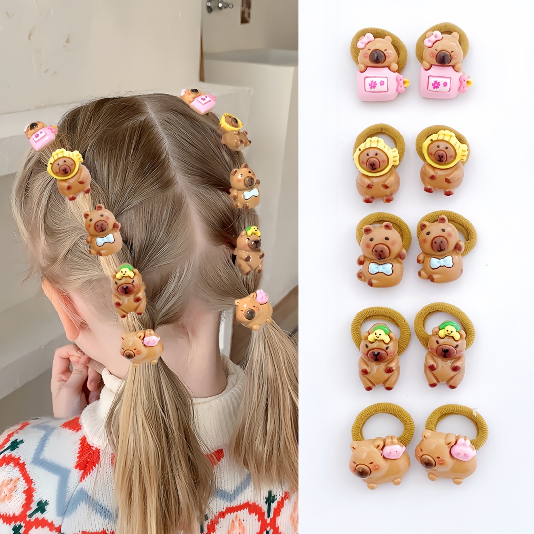 10Pcs Cute Capybara Hair Ties  - đánh giá và giá Resin Art For Kids