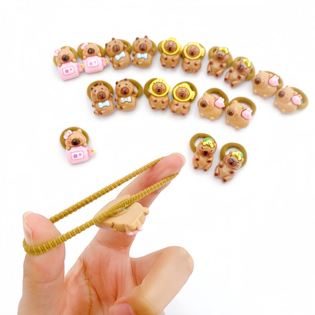 10Pcs Cute Capybara Hair Ties  - đánh giá và giá Resin Art For Kids