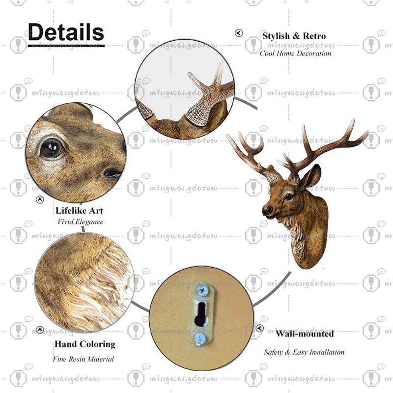 Faux Deer Head 17 inch Faux An - đánh giá và giá Resin Art Decor