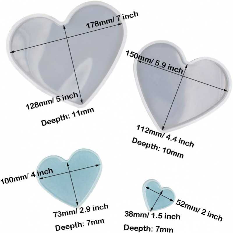 Love heart shape epoxy mold si - đánh giá và giá Resin Art Heart