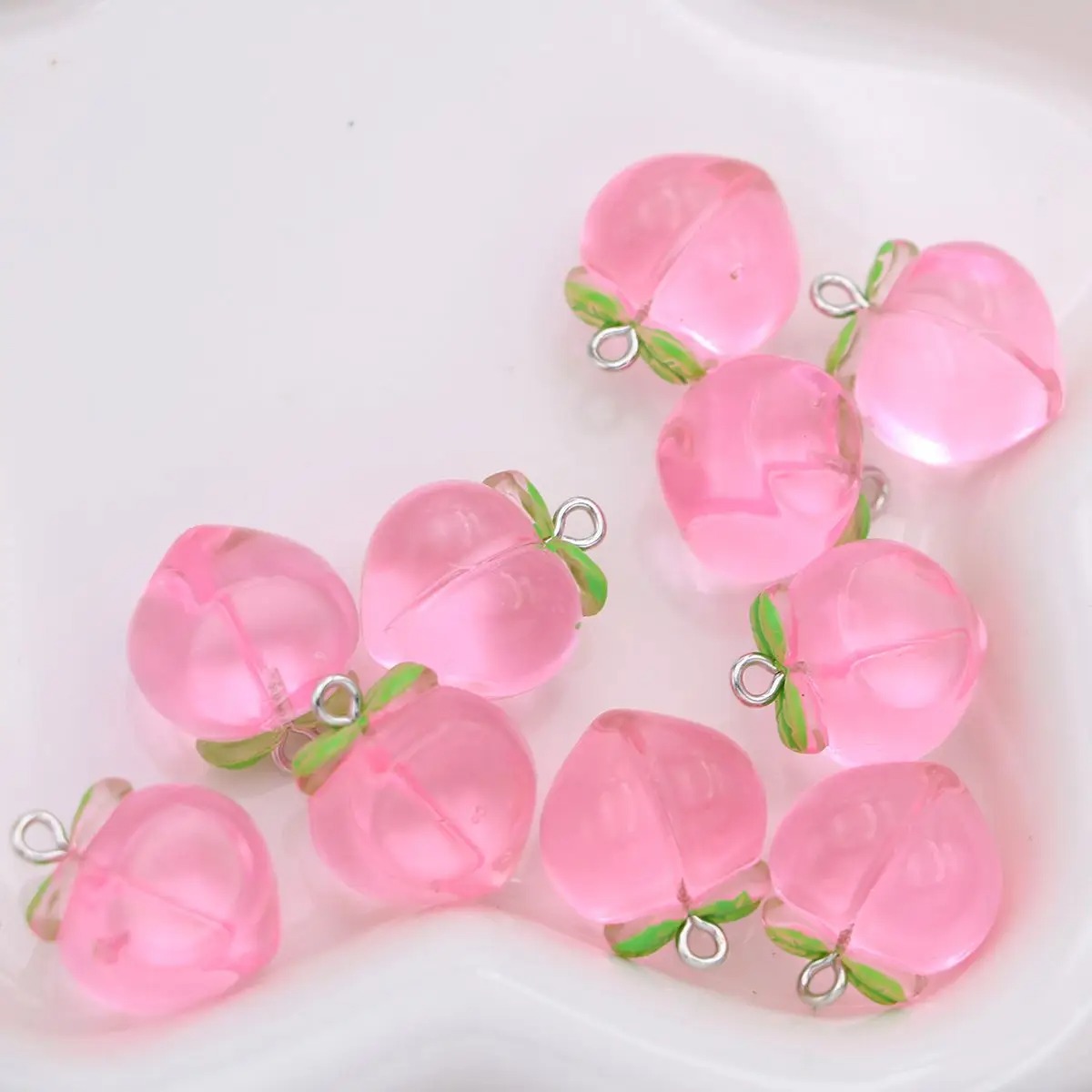 10Pcs Mini 3D Pink Peach Fruit - đánh giá và giá Resin Art Bracelet
