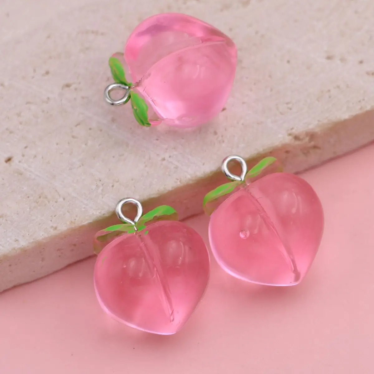 10Pcs Mini 3D Pink Peach Fruit - đánh giá và giá Resin Art Bracelet