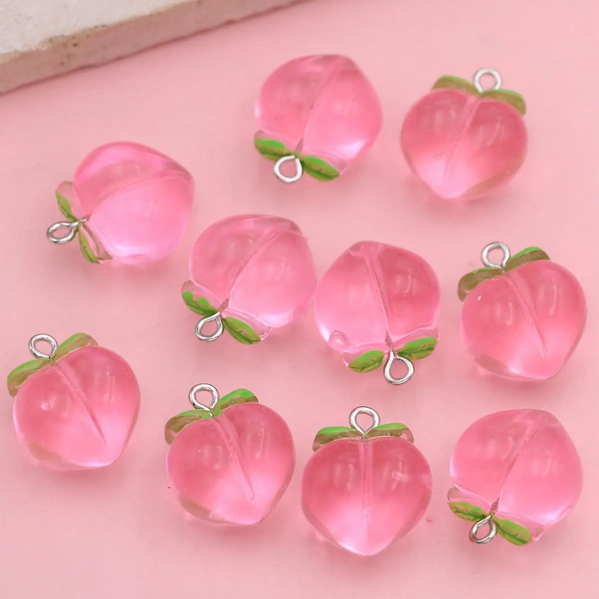 10Pcs Mini 3D Pink Peach Fruit - đánh giá và giá Resin Art Bracelet